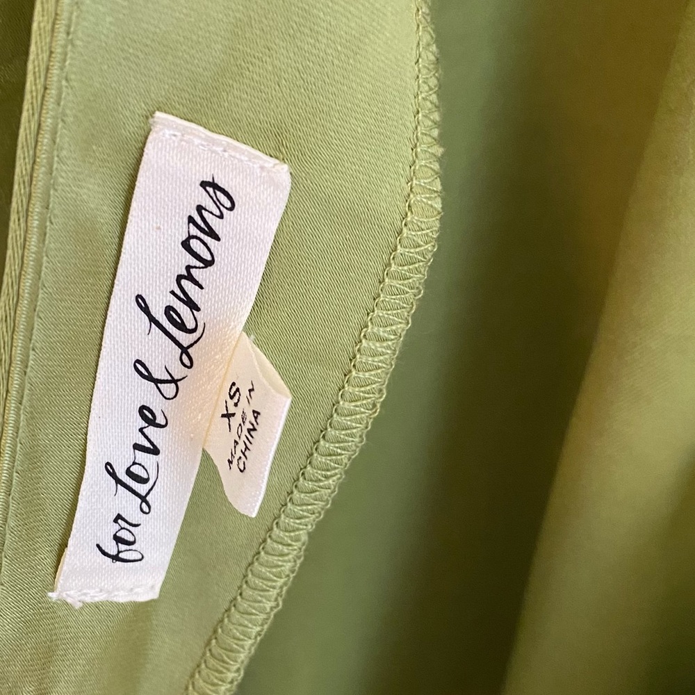 For Love And Lemons Lime Satin Halter Gown with Thigh Slit - Picture 12 of 16